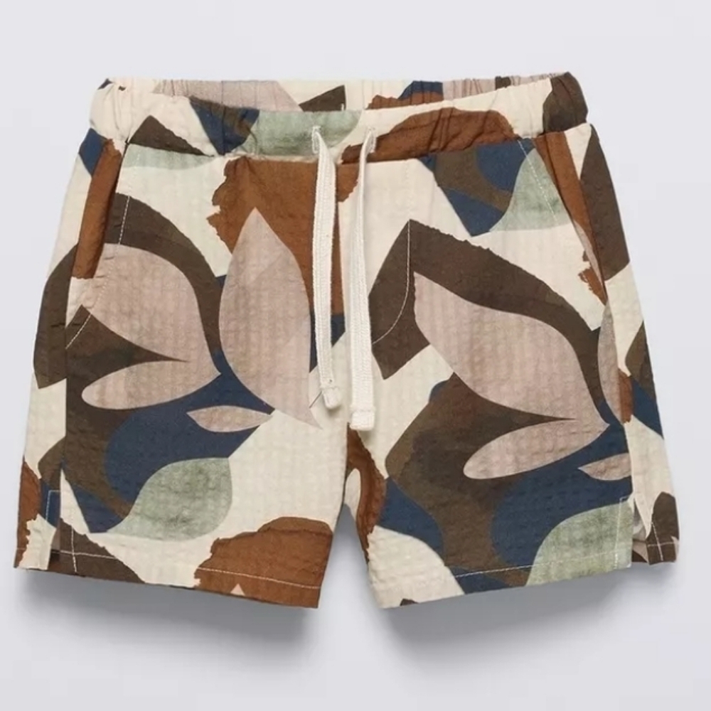 ZARA Leaf Print Short Sleeve Shirt and Shorts Set - Picture 5 of 5
